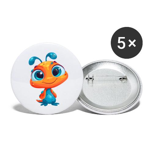 Fun Cartoon Alien in Orange and Blue - Buttons small 1'' (5-pack)