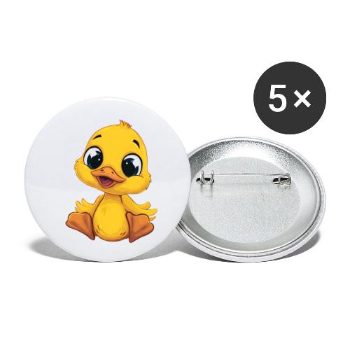 Sweet Yellow Cartoon Duck Sitting Happily - Buttons small 1'' (5-pack)