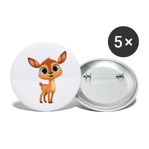 Cute Cartoon Deer with Joyful Big Eyes - Buttons small 1'' (5-pack)