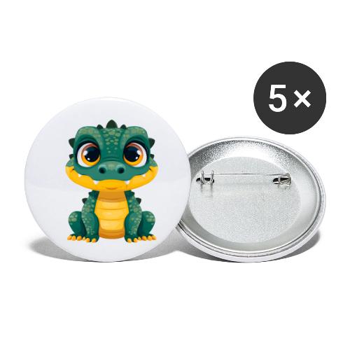 Smiling Cartoon Alligator - Buttons small 1'' (5-pack)