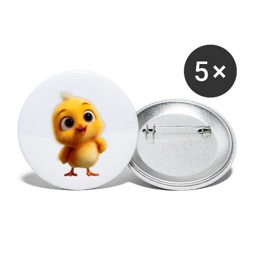 Cute Cartoon Yellow Chick with Big Sparkling Eyes - Buttons small 1'' (5-pack)
