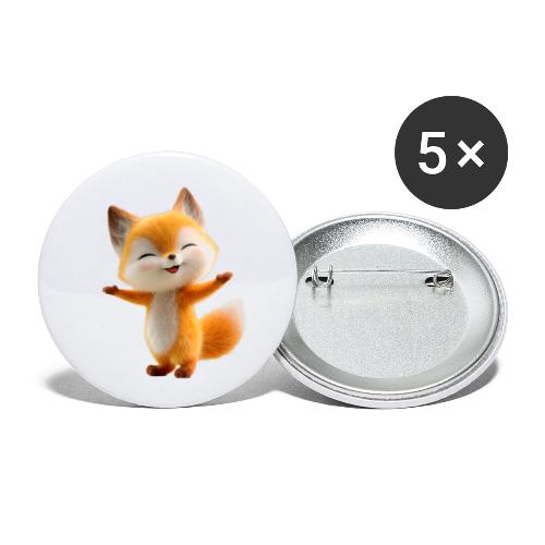 Cute 3D Cartoon Fox Standing Arms Up - Buttons small 1'' (5-pack)