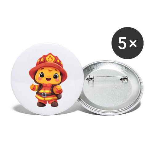 Cute Cartoon Firefighter in Red and Yellow Suit - Buttons small 1'' (5-pack)