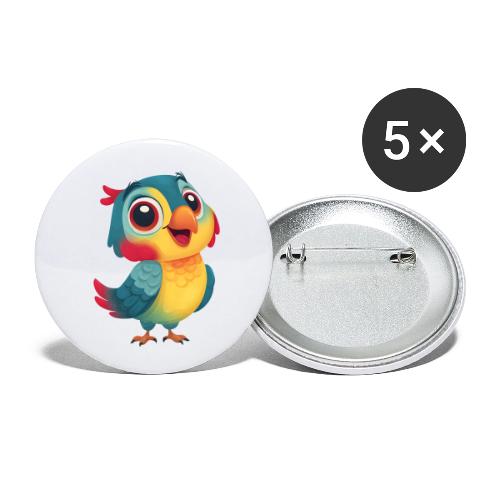 Bright Cartoon Parrot with Joyful Expression - Buttons small 1'' (5-pack)