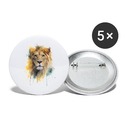 Watercolor Lion Portrait - Buttons small 1'' (5-pack)