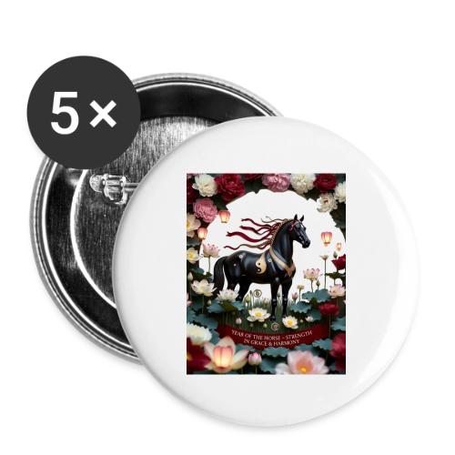 Year of the Horse Harmony T Shirt, Lunar New Year - Buttons small 1'' (5-pack)