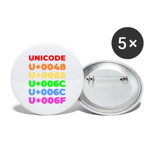Hello, in unicode - Buttons small 1'' (5-pack)