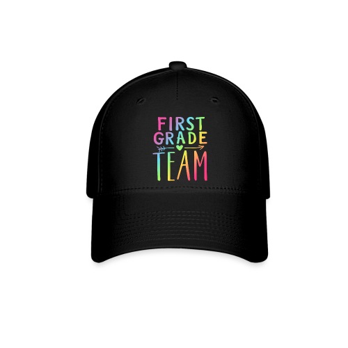 First Grade Team Neon Rainbow Teacher T-Shirts - Flexfit Baseball Cap