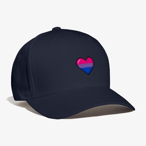 Bisexual Pride 8Bit Pixel Heart - Flexfit Baseball Cap