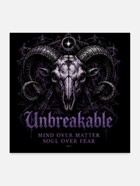 Unbreakable Mind Over Matter Goat Skull - Poster 24x24 - white - Front