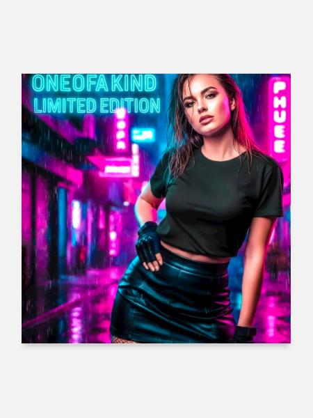 Cyberpunk Neon Night Limited Edition  - Poster 24x24 - white