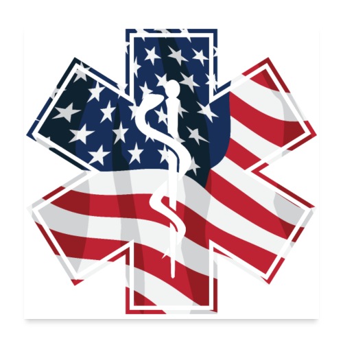 USA Patriotic Paramedic EMT Medical Service Symbol - Poster 24x24