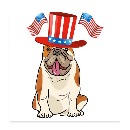 4th of july Dog Flag Merica - Poster 24x24