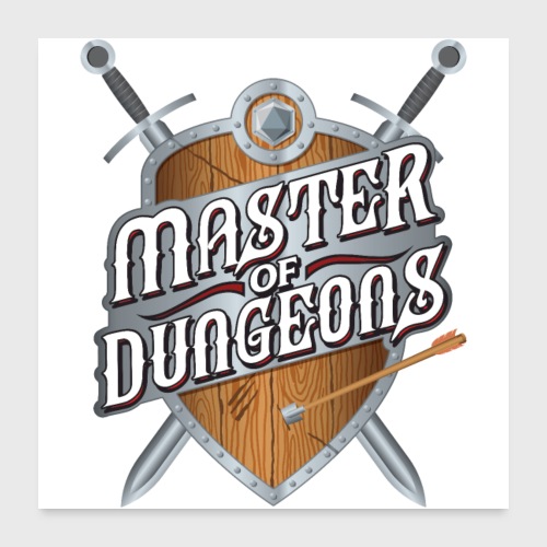 master of dungeons shield and swords fantasy gift - Poster 24x24