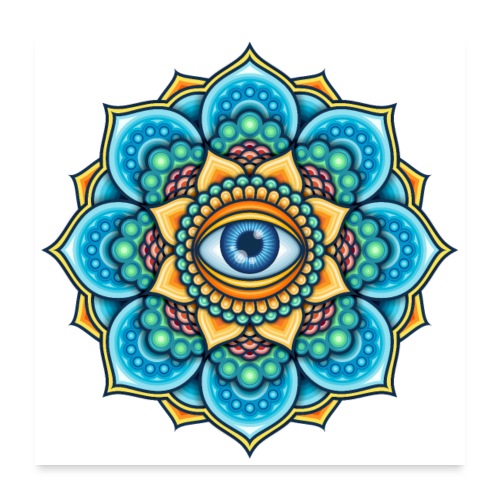 Colored Mandala With An Eye Symbol - Poster 24x24