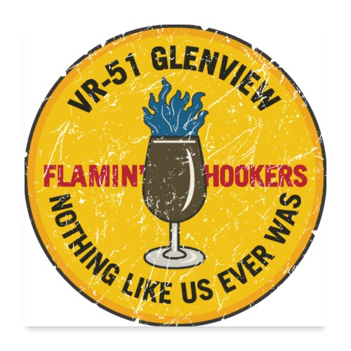 Retro Flamin' Hookers VR-51 Glenview Squadron Logo - Poster 24x24