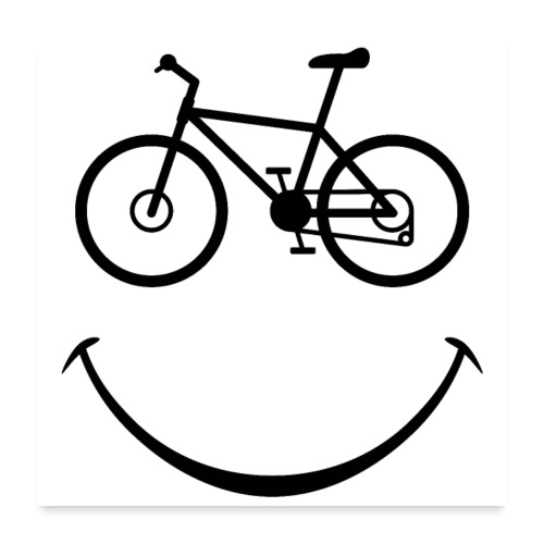 Happy Outdoor Adventure Mountain Bike Smiling Face - Poster 24x24
