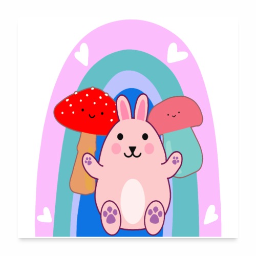 Easter Bunny Rabbit Mushroom Kawaii Anime LGBTQ - Poster 24x24