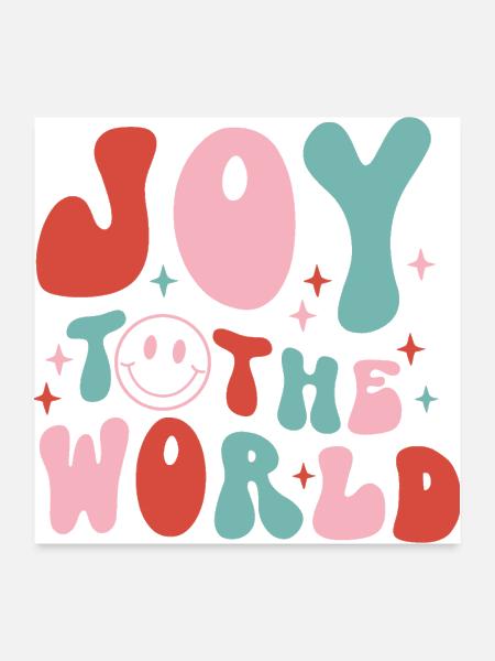 Joy To The World Retro Christmas - Poster 24x24 - white - Front