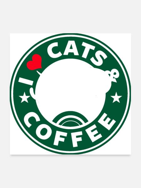 CAT AND COFFEE - Poster 24x24 - white - Front