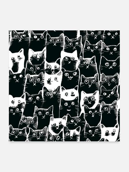 Too many cats patterns background, cats lovers - Poster 24x24 - white - Front