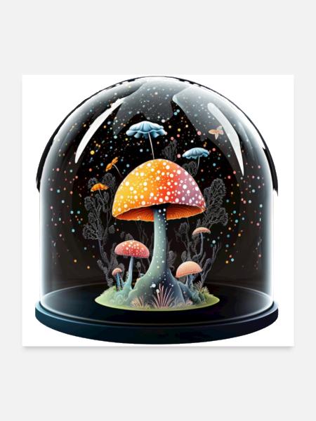 Mushrooms in a jar illustration - Poster 24x24 - white - Front