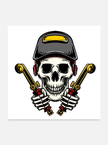 Welder Skull Illustration - Poster 24x24 - white - Front