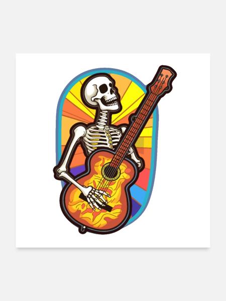 Guitar-Playing Skeleton's Serenade - Poster 24x24 - white - Front