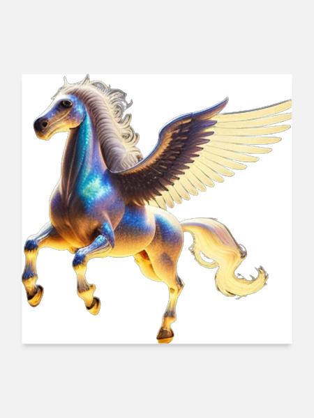 Pegasus Vibrant colors flying - Poster 24x24 - white - Front