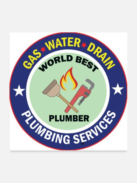 Plumber Gas Water Drain Services plumber sticker - Poster 24x24 - white - Front