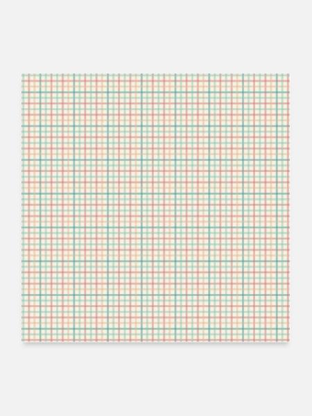 Retro Checkered Pattern Yellow Teal Coral - Poster 24x24 - white - Front