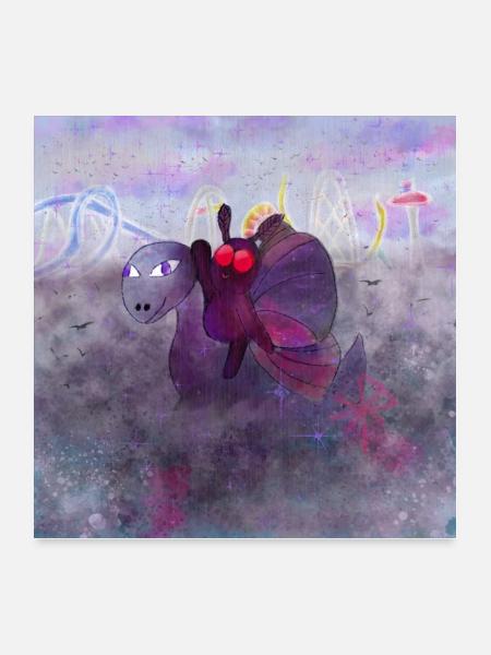 Mothman and Bessie the Lake Erie Monster's Vacay - Poster 24x24 - white - Front