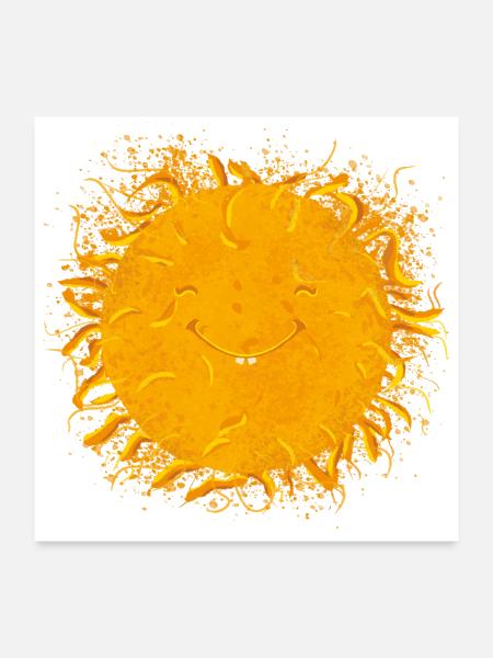 Bright Cute Smiling Sun - Poster 24x24 - white - Front