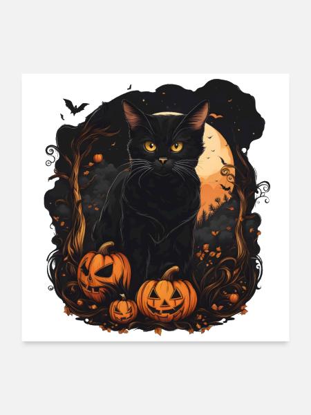 Hallowen Cat - Poster 24x24 - white - Front