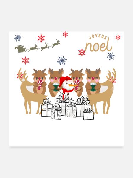 the joy of snow animals - Poster 24x24 - white - Front