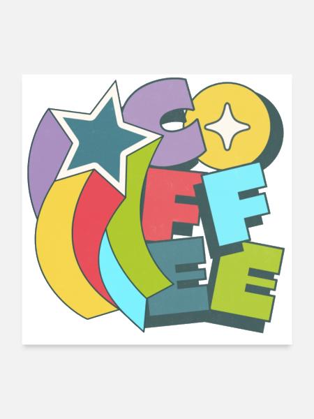 Coffee Fun Retro Coffee Lover - Poster 24x24 - white - Front