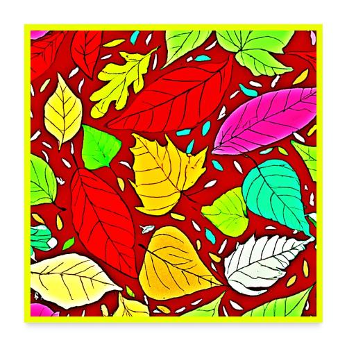 Rainbow Leaves Vibrant Pattern - Poster 24x24