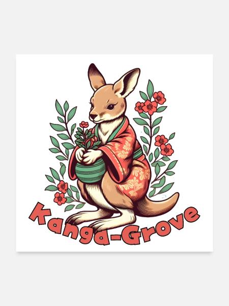 Gardening kangaroo t-shirt idea - Poster 24x24 - white - Front