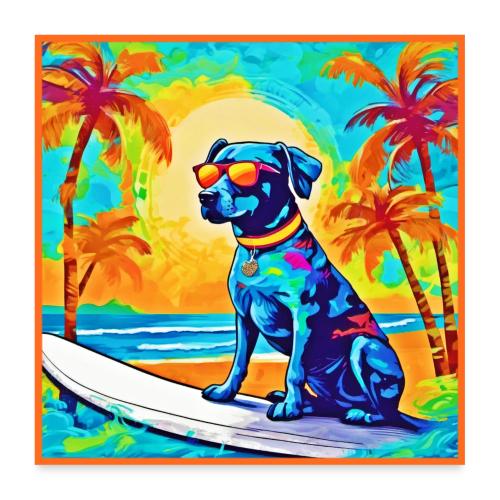 Surfing Pooch: Beach Sunglasses - Poster 24x24