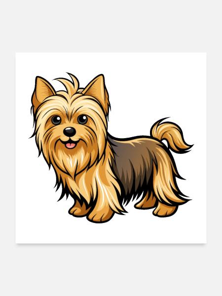 Sleek Silky Terrier Strutting at Dog Show - Poster 24x24 - white - Front