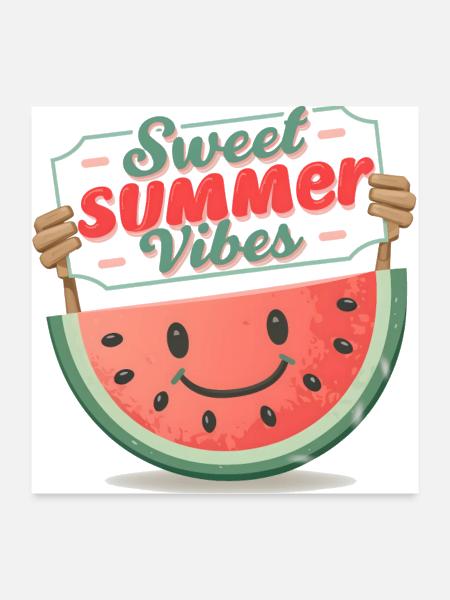 "Summer Joy: Smiling Watermelon" - Poster 24x24 - white - Front