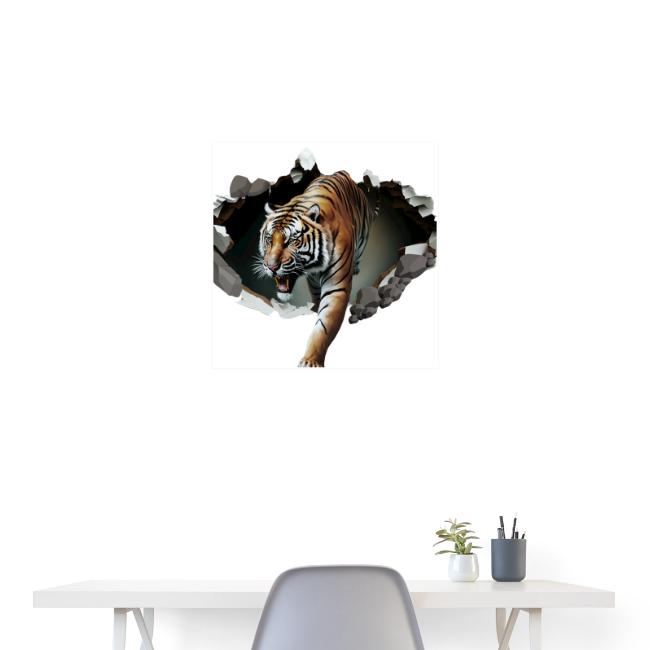 Fashion Design Tiger Coming Out, Wild Feline Tiger