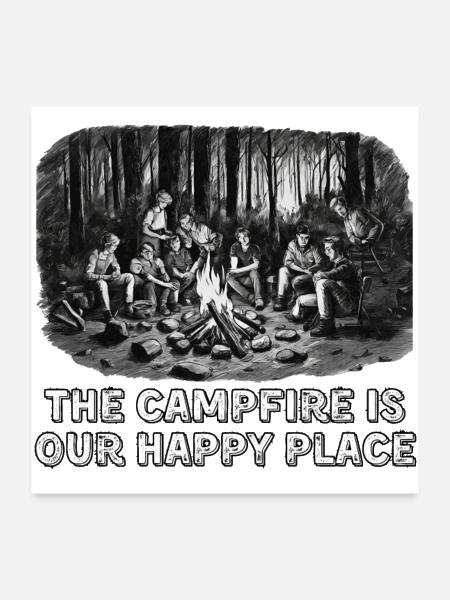 The campfire is our happy place - Poster 24x24 - white - Front