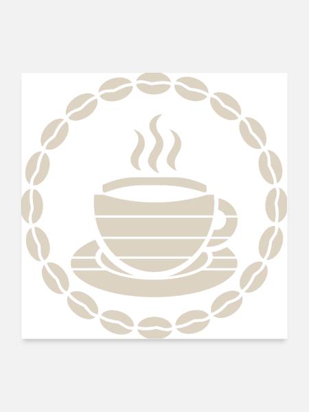 A cup of coffee surrounded by coffee beans - Poster 24x24 - white - Front