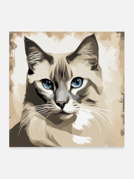 Cat 2 - Poster 24x24 - white - Front