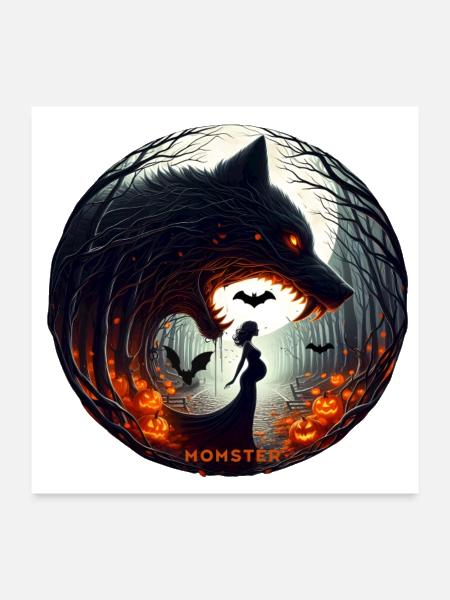 Momster Baby Announcement - Spooky Wolf Themed - Poster 24x24 - white - Front