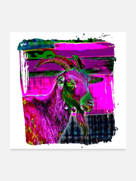 Trippy Goat Art - Acid Goat - Poster 24x24 - white - Front