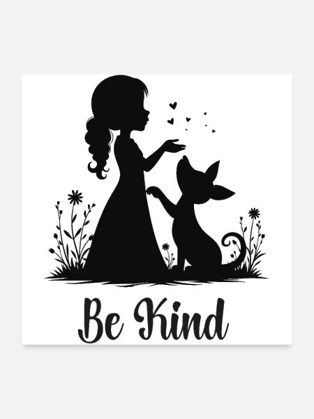 Be Kind – Spread Kindness, Positive Vibes, Compass - Poster 24x24 - white - Front