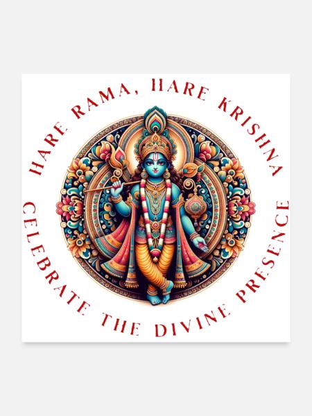 Hare Krishna: Celebrate the Divine Presence - Poster 24x24 - white - Front