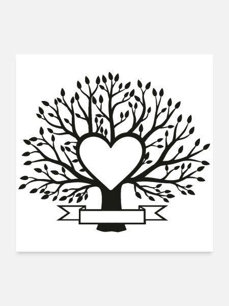 Custom Family Reunion Tree Heart - Poster 24x24 - white - Front